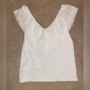 H&M - White Lace Trim Women's Top